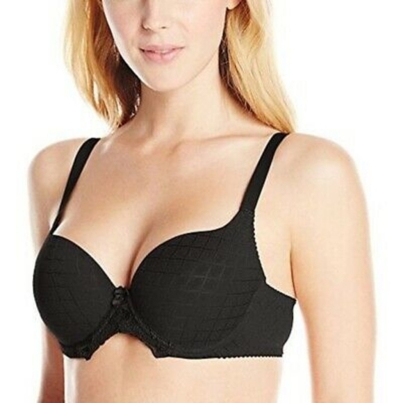 NWT Triumph Black Underwire Diamond Jacquard Bra Sz 34D - Picture 1 of 3